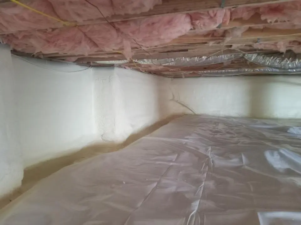 Crawl space encapsulation with closed-cell spray foam for Commercial Roof Restoration in Statesville